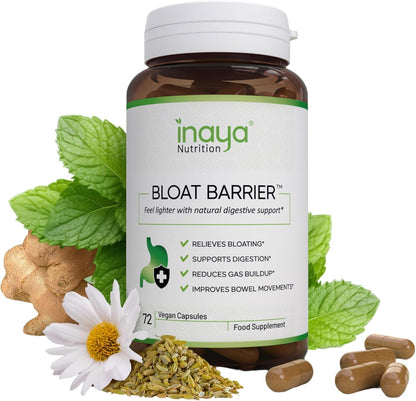 Inaya Nutrition BloatBarrier 72 Capsules - Natural Digestion and Bloating Supplement for Stomach Bloating Relief, Gas Reduction, and Improved Bowel Movements - dailyvitalstore