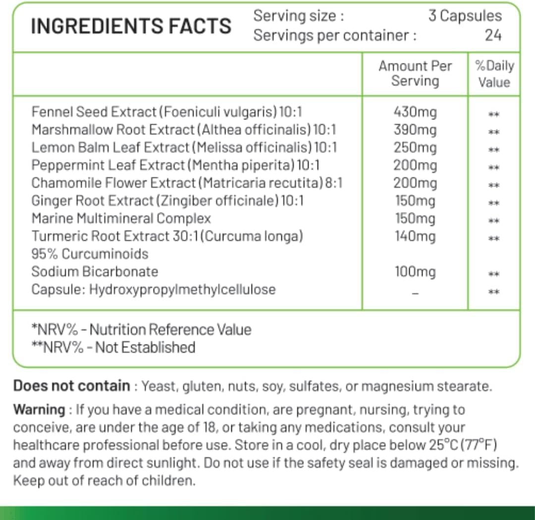 Inaya Nutrition BloatBarrier 72 Capsules - Natural Digestion and Bloating Supplement for Stomach Bloating Relief, Gas Reduction, and Improved Bowel Movements - dailyvitalstore