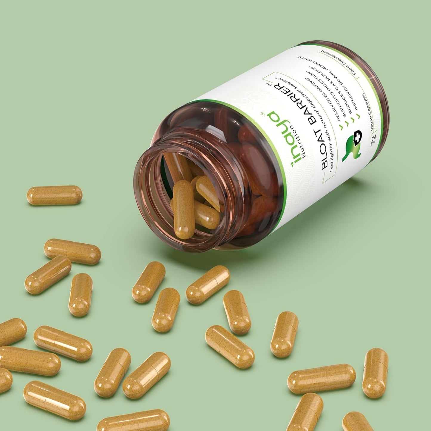 Inaya Nutrition BloatBarrier 72 Capsules - Natural Digestion and Bloating Supplement for Stomach Bloating Relief, Gas Reduction, and Improved Bowel Movements - dailyvitalstore