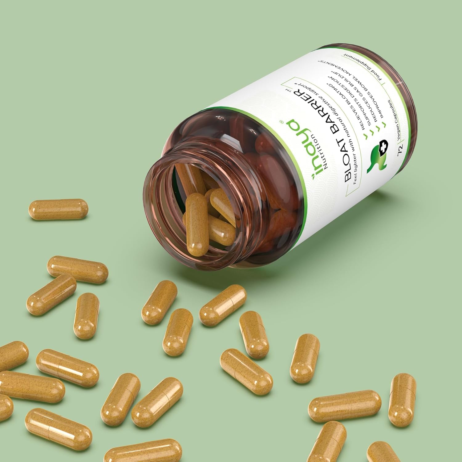 Inaya Nutrition BloatBarrier 72 Capsules - Natural Digestion and Bloating Supplement for Stomach Bloating Relief, Gas Reduction, and Improved Bowel Movements - dailyvitalstore