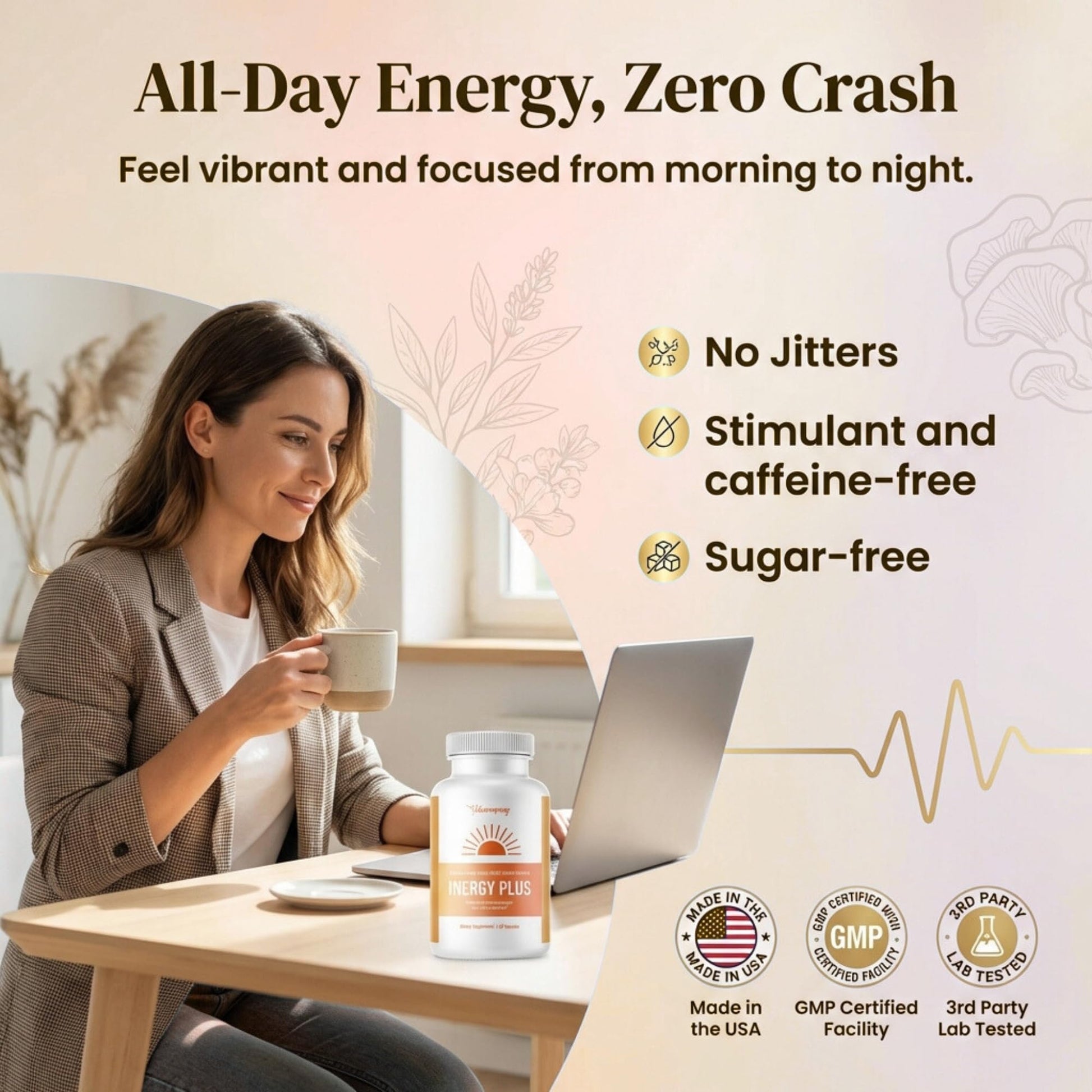 InergyPLUS | Energy Vitamins for Women, Fatigue, Natural Energy Supplements for Focus | Vitamin B12, Folic Acid, Rhodiola Rosea, Cordyceps, CoQ10, Caffeine Free | Packaging Vary | 60 Ct - dailyvitalstore