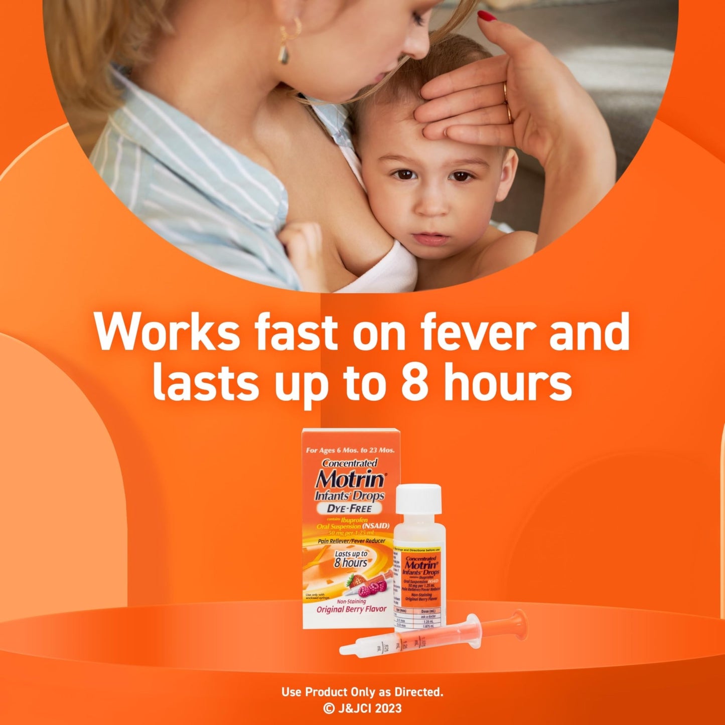 Infants’ Motrin Infant Ibuprofen Oral Suspension Concentrated Drops, NSAID Fever Reducer & Pain Reliever for Babies, Dye Free, Alcohol-Free, Berry Flavor, Includes Enclosed Syringe, 1 fl. oz - dailyvitalstore