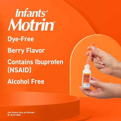 Infants’ Motrin Infant Ibuprofen Oral Suspension Concentrated Drops, NSAID Fever Reducer & Pain Reliever for Babies, Dye Free, Alcohol-Free, Berry Flavor, Includes Enclosed Syringe, 1 fl. oz - dailyvitalstore