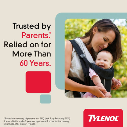 Infants' Tylenol Liquid Pain Reliever and Fever Reducer Medicine, Acetaminophen Oral Suspension for Sore Throat, Headache & Teething, Kids Fever Reducer; Dye-Free Cherry Flavor, 2 fl oz, Pack of 1 - dailyvitalstore