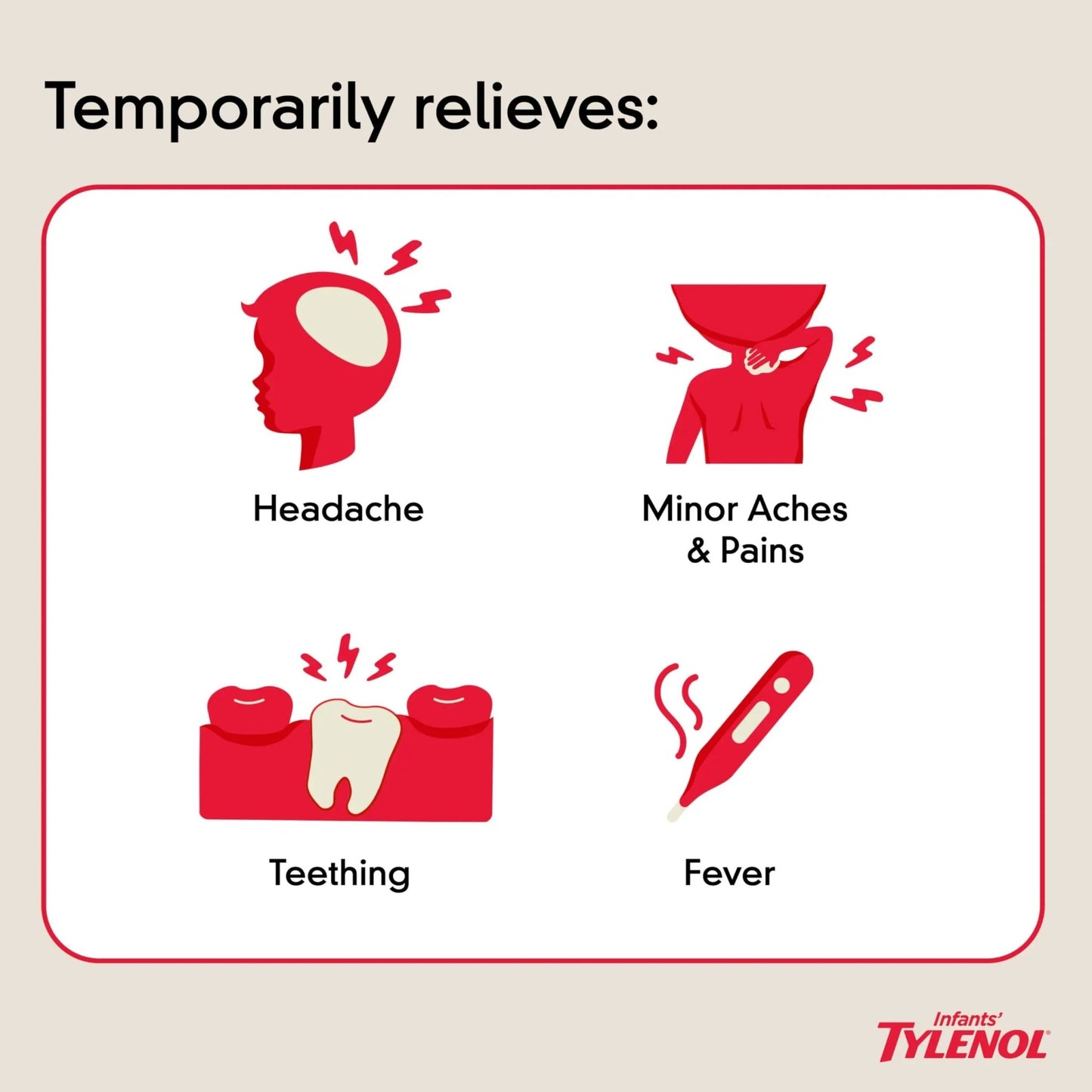Infants' Tylenol Liquid Pain Reliever and Fever Reducer Medicine, Acetaminophen Oral Suspension for Sore Throat, Headache & Teething, Kids Fever Reducer; Dye-Free Cherry Flavor, 2 fl oz, Pack of 1 - dailyvitalstore