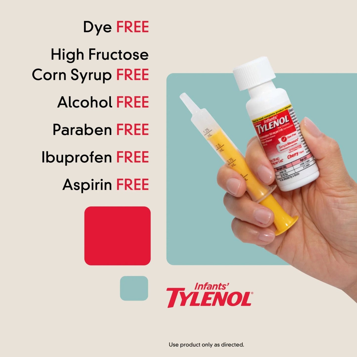Infants' Tylenol Liquid Pain Reliever and Fever Reducer Medicine, Acetaminophen Oral Suspension for Sore Throat, Headache & Teething, Kids Fever Reducer; Dye-Free Cherry Flavor, 2 fl oz, Pack of 1 - dailyvitalstore