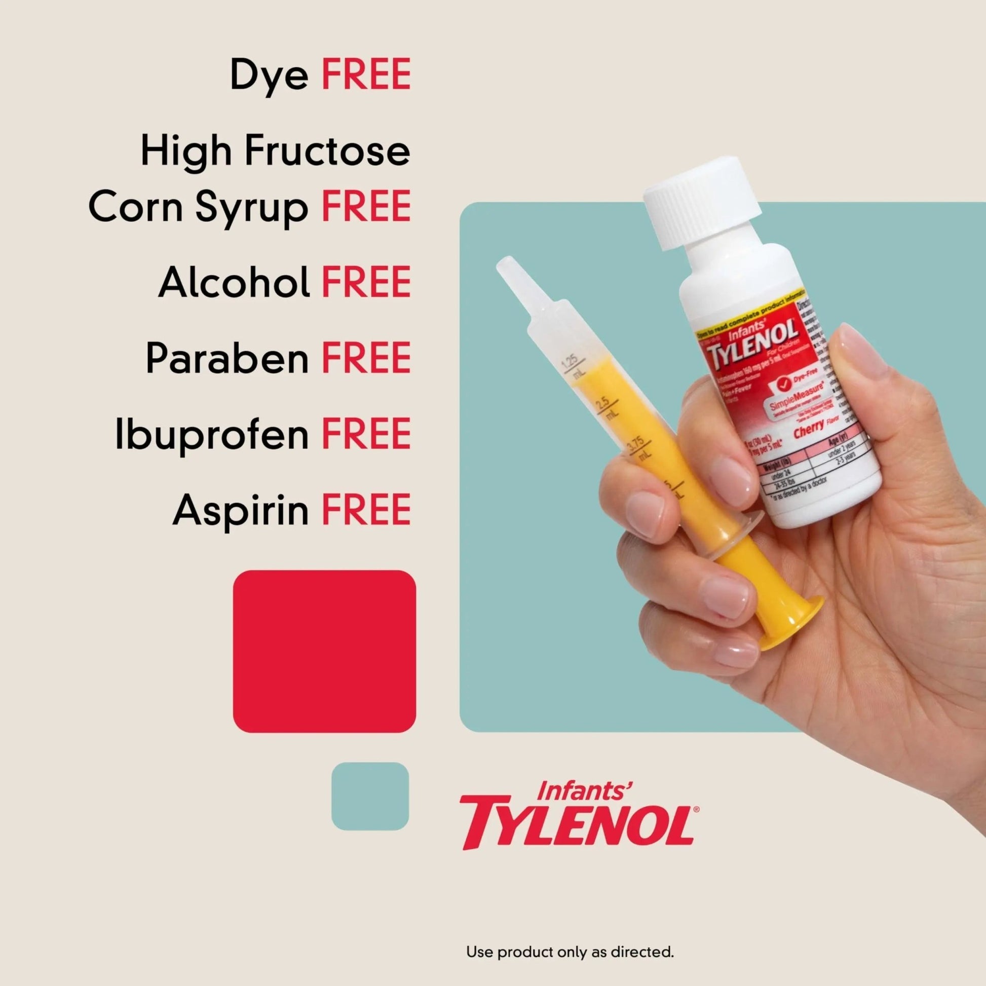 Infants' Tylenol Liquid Pain Reliever and Fever Reducer Medicine, Acetaminophen Oral Suspension for Sore Throat, Headache & Teething, Kids Fever Reducer; Dye-Free Cherry Flavor, 2 fl oz, Pack of 1 - dailyvitalstore