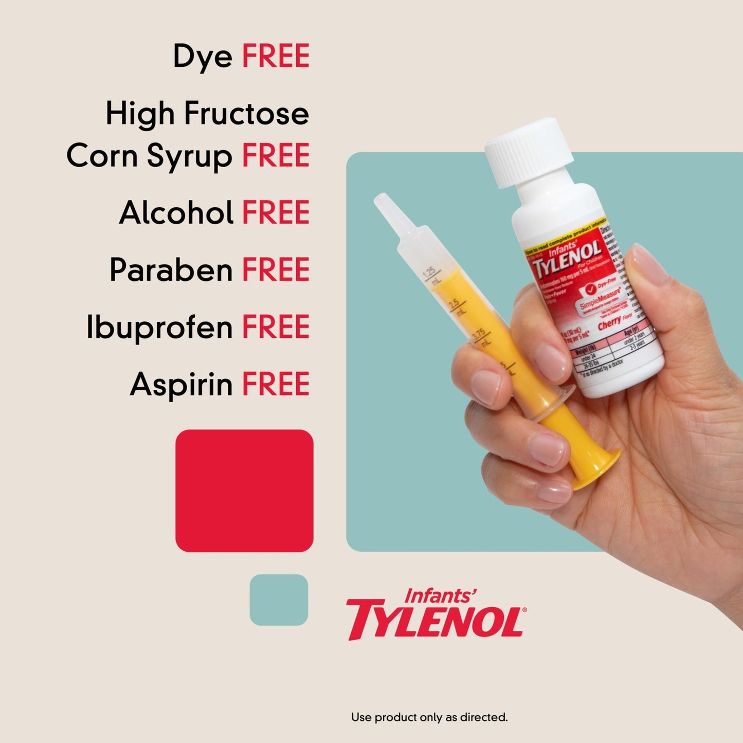 Infants' Tylenol Liquid Pain Reliever and Fever Reducer Medicine, Acetaminophen Oral Suspension for Sore Throat, Headache & Teething, Kids Fever Reducer; Dye-Free Cherry Flavor, 2 fl oz, Pack of 1 - dailyvitalstore