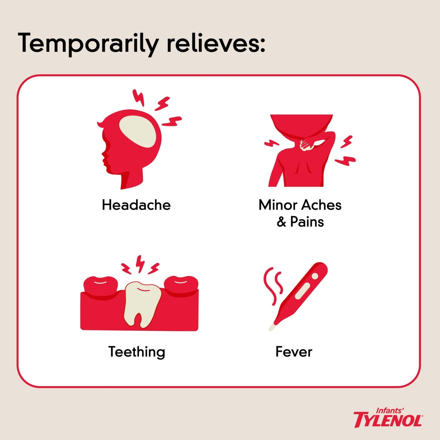 Infants' Tylenol Liquid Pain Reliever and Fever Reducer Medicine, Acetaminophen Oral Suspension for Sore Throat, Headache & Teething, Kids Fever Reducer; Dye-Free Cherry Flavor, 2 fl oz, Pack of 1 - dailyvitalstore