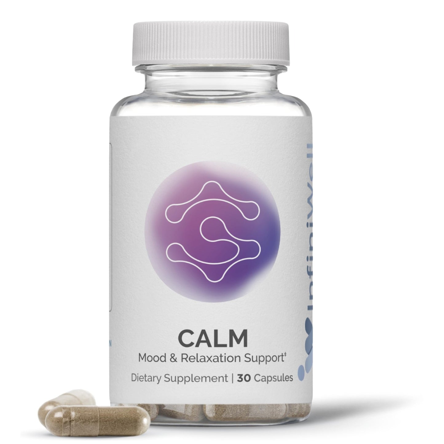 InfiniWell Calm - Mood & Cognitive Support Supplement for Adults with L-Theanine, Bacopa monnieri & DHH-B - Supports Relaxation, Focus & Mental Clarity (30 Capsules) - dailyvitalstore