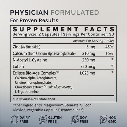 InfiniWell InfiniAge Longevity Supplements - Advanced Cellular Health Supplements with Lutein, N-Acetyl Cysteine (NAC) & Low Dose Zinc - Support Nutrient Sensing & Mitochondrial Health (30 Capsules) - dailyvitalstore