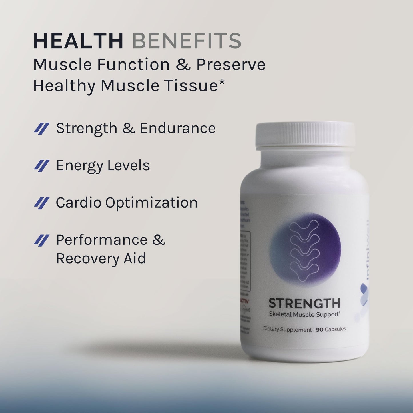 InfiniWell Strength - Muscle Recovery Supplements for Healthy Aging - HMB Supplement for Stamina, Endurance, Strength Gains & Mobility - Nourish Healthy Muscle Mass & Tissue Quality (90 Capsules) - dailyvitalstore