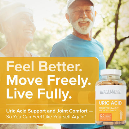 Inflamazol Uric Acid Cleanse – Premium Uric Acid Flush with Tart Cherry, Turmeric & Celery Seed for Joint & Uric Acid Support – Joint Supplements for Men & Women – 120 Capsules - dailyvitalstore