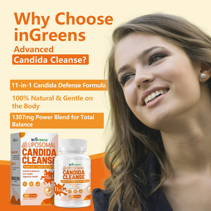 inGreens 11-in-1 Candida Support Supplement, Antifungal Overgrowth, Intestinal Detox & Gut Health for Women & Men, Balance Probiotic - dailyvitalstore