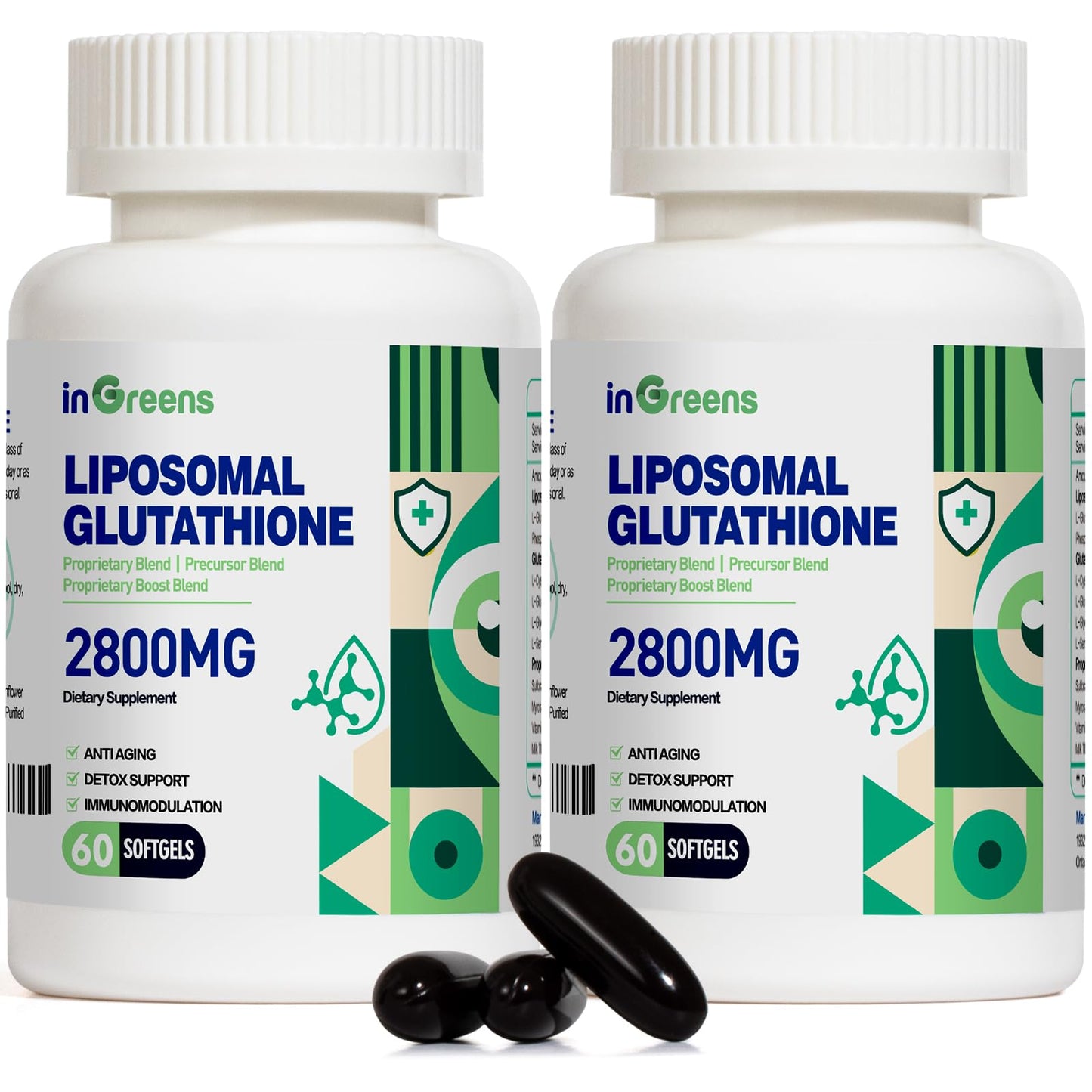 inGreens 2800 MG Liposomal Glutathione Supplement, Detoxifying & Immune, Aging Defense, Energy, Glutathione Unique Formulation Reduced - dailyvitalstore