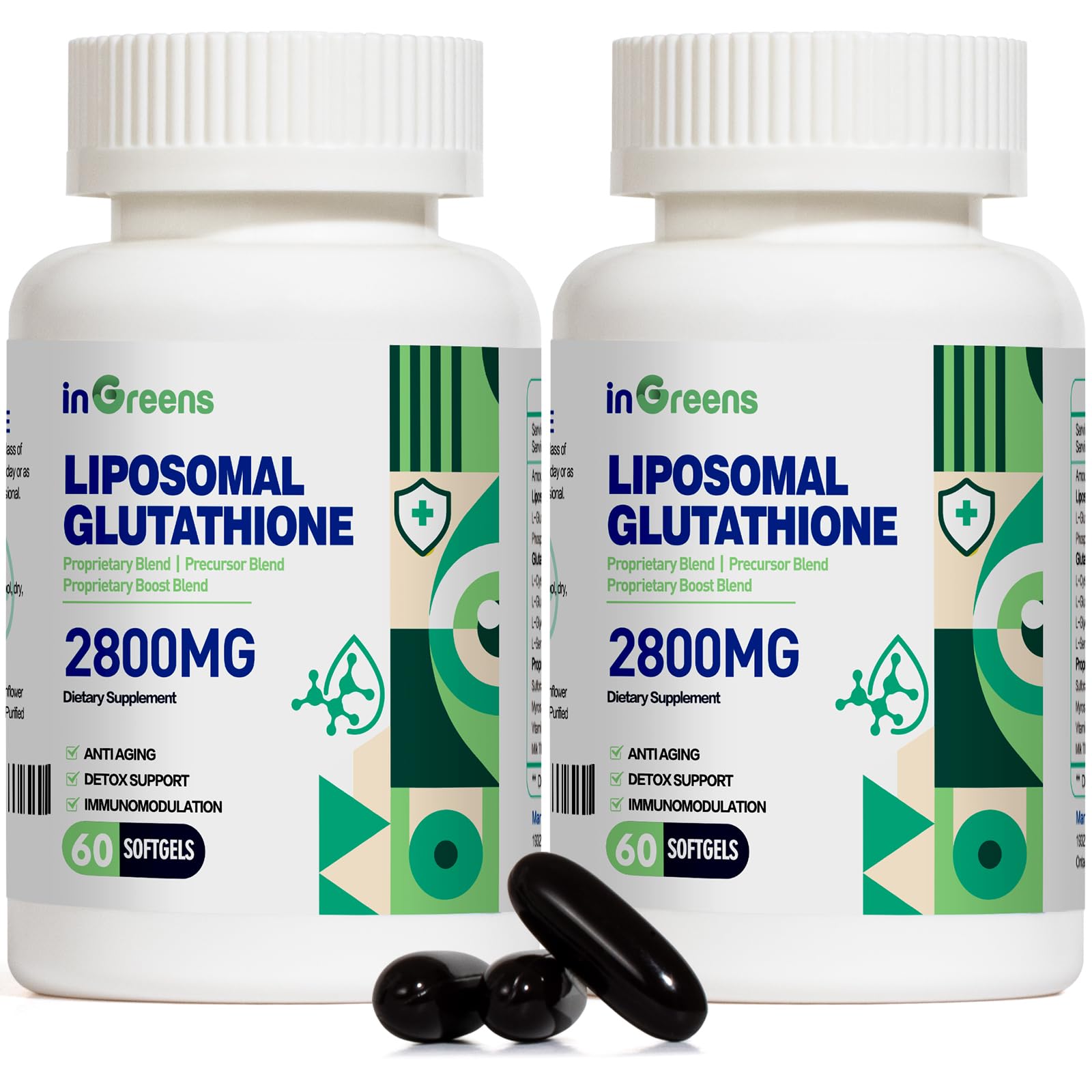 inGreens 2800 MG Liposomal Glutathione Supplement, Detoxifying & Immune, Aging Defense, Energy, Glutathione Unique Formulation Reduced - dailyvitalstore