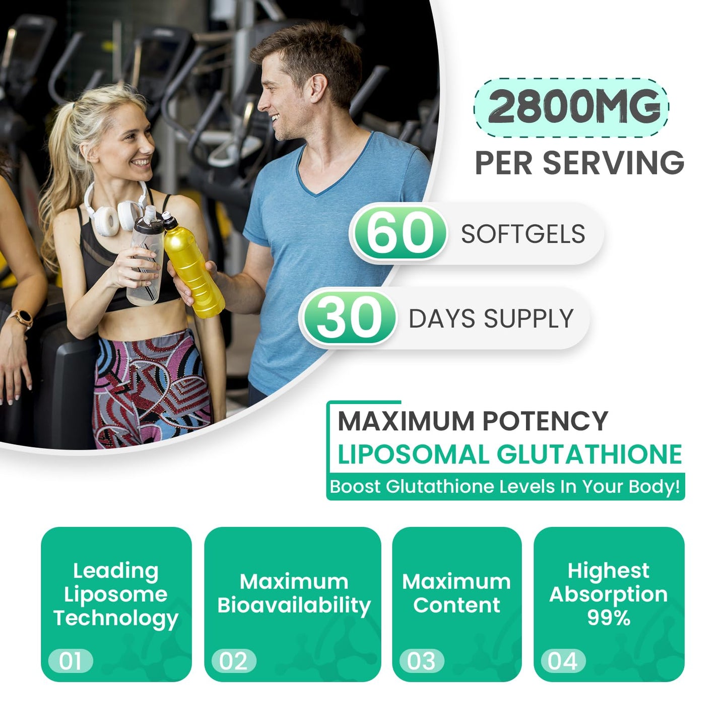 inGreens 2800 MG Liposomal Glutathione Supplement, Detoxifying & Immune, Aging Defense, Energy, Glutathione Unique Formulation Reduced - dailyvitalstore