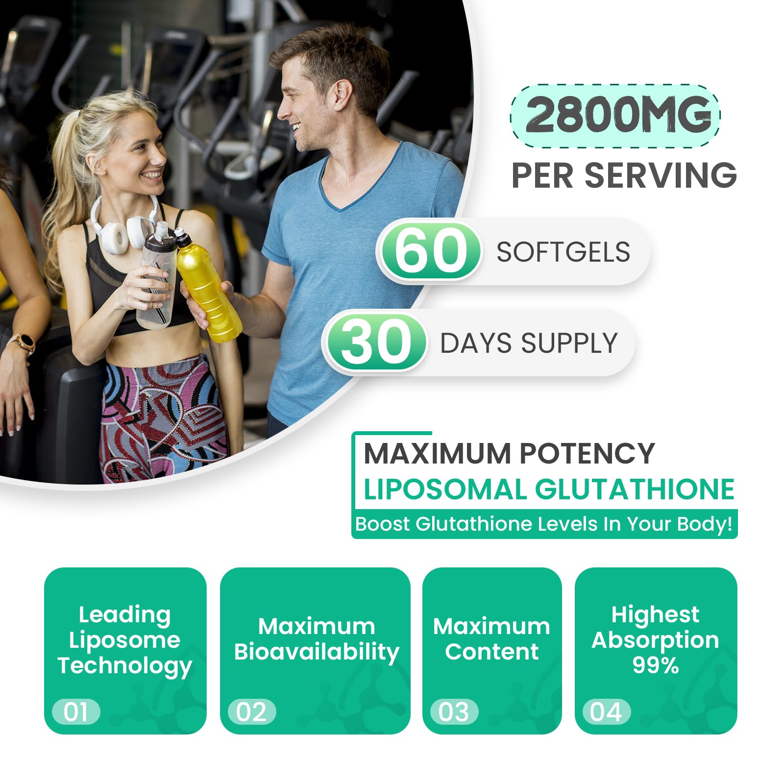 inGreens 2800 MG Liposomal Glutathione Supplement, Detoxifying & Immune, Aging Defense, Energy, Glutathione Unique Formulation Reduced - dailyvitalstore
