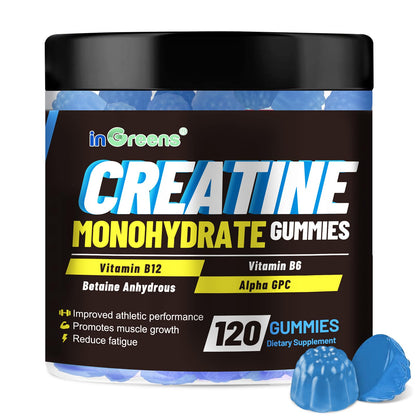 inGreens Creatine Monohydrate Gummies 6g per Serving, Sugar Free Creatine Supplements for Men & Women, Chewable Creatine for Muscle Growth, Strength, Energy - dailyvitalstore