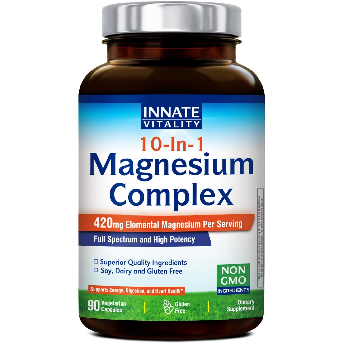 Innate Vitality 10-in-1 Magnesium Complex 960mg, 420mg Elemental Mag per Serving, with Magnesium Glycinate, Citrate, Malate, and More, Sleep, Digestion, Energy Support, 90 Vegan Caps - dailyvitalstore