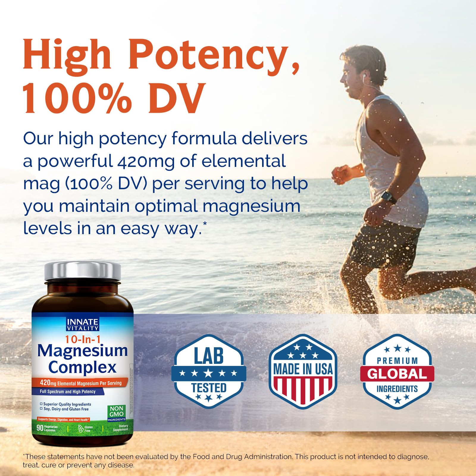 Innate Vitality 10-in-1 Magnesium Complex 960mg, 420mg Elemental Mag per Serving, with Magnesium Glycinate, Citrate, Malate, and More, Sleep, Digestion, Energy Support, 90 Vegan Caps - dailyvitalstore