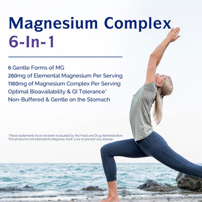 Innate Vitality Magnesium Complex 6-in-1, 1160mg Per Serving, Rest & Digestion, Magnesium Glycinate & Citrate, High Absorption, 120 Vegan Capsules - dailyvitalstore