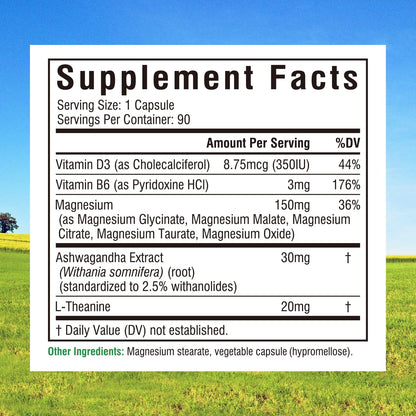 Innate Vitality Magnesium Complex, Magnesium Glycinate Citrate Malate Taurate with Ashwagandha L-Theanine Vitamin D3 & B6, High Absorption, Full Spectrum, Bones Stress Sleep Support, 90 caps - dailyvitalstore
