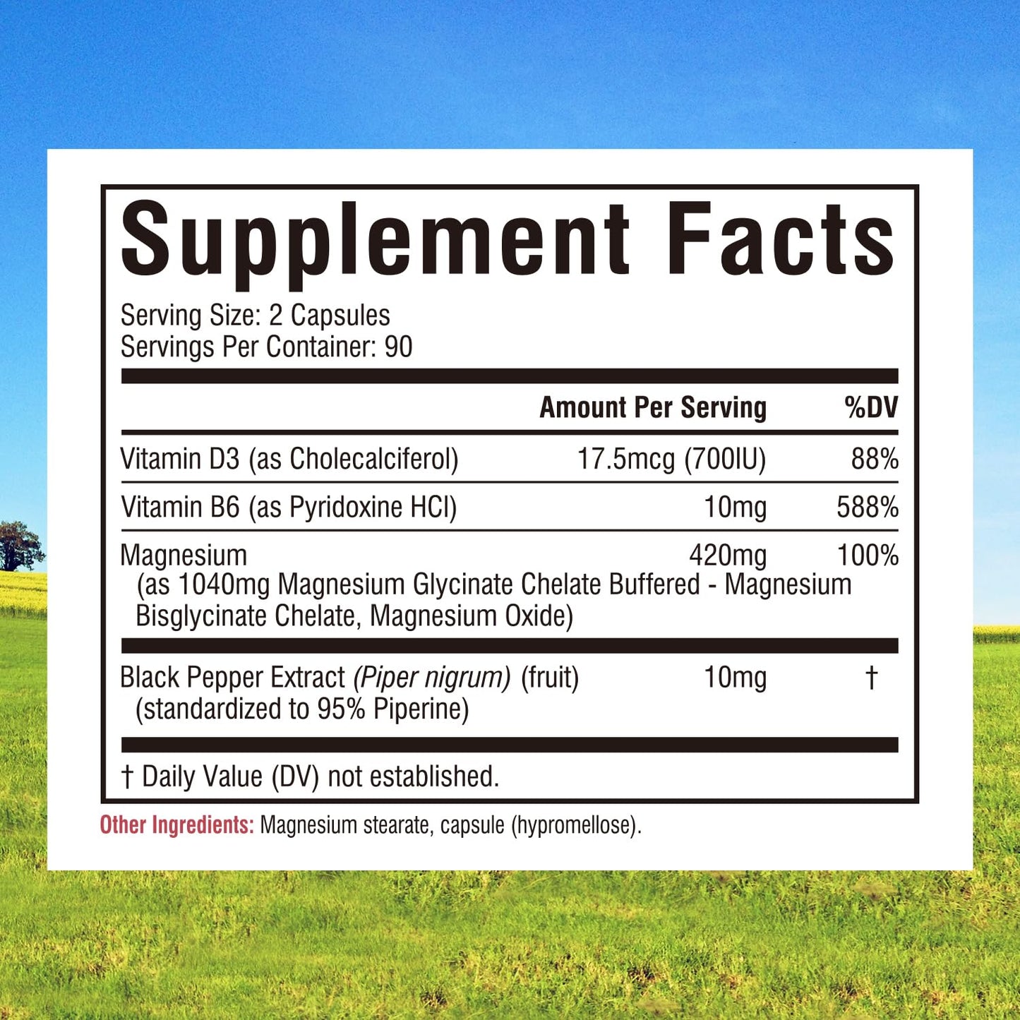 Innate Vitality Magnesium Glycinate Complex, 420mg Elemental Magnesium Per Serving, Enhanced Absorption, Black Pepper, Vitamin D3 & B6, Sleep Mood Bone Nerve Support, 180 Caps - dailyvitalstore