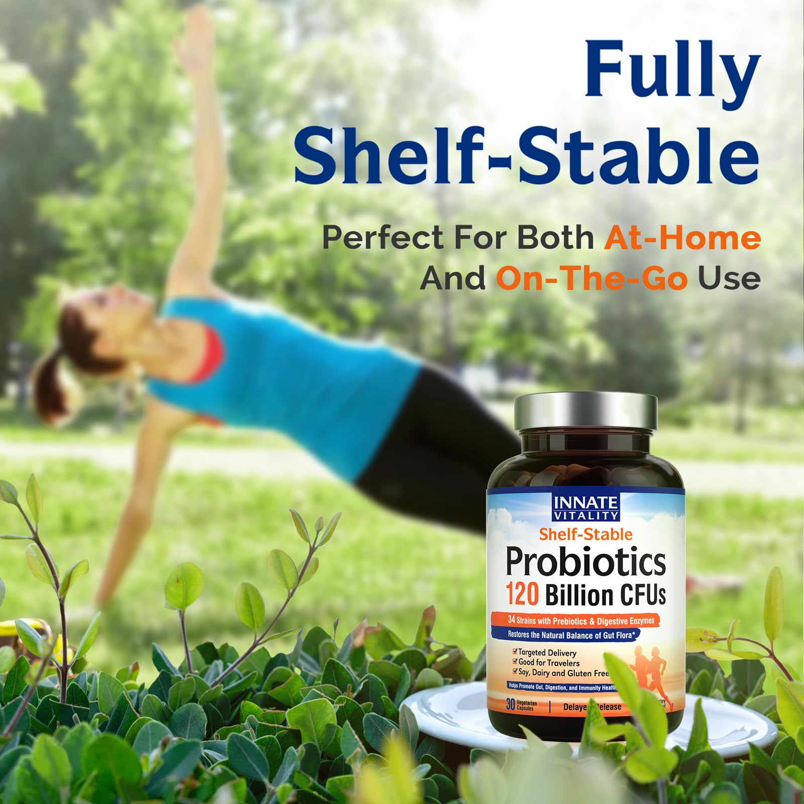 Innate Vitality Probiotics 120 Billion CFUs for Men & Women, 34 Strains with Prebiotics & Digestive Enzymes, Immune & Digestive Health - dailyvitalstore