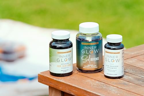 Inner Glow Age Defense Vitamins - Dermatologist and Plastic Surgeon Developed to Fight photoaging and Melasma, Polypodium Leucotomos Antioxidant Formula – Vegan, Gluten-Free – 60 Capsules - dailyvitalstore