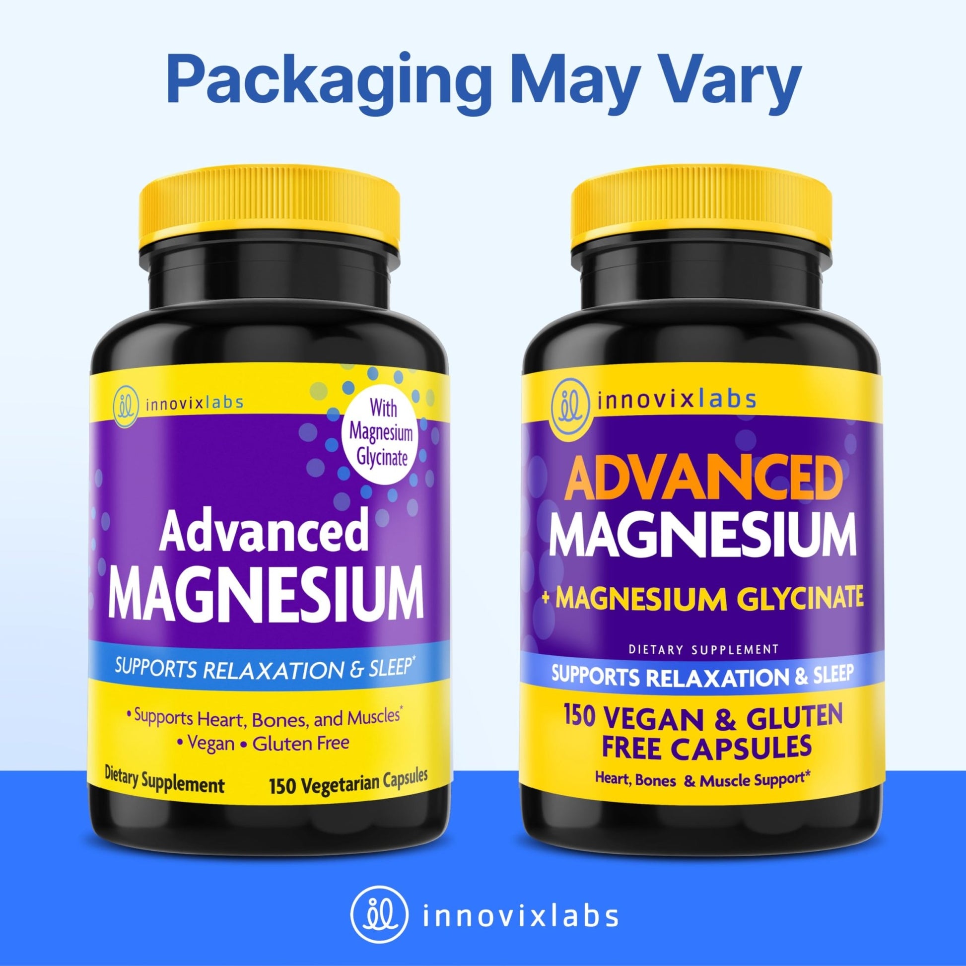 InnovixLabs Advanced Magnesium Capsules - 150 Ct, 210 mg - Chelated Glycinate and Malate - High Absorption, Promotes Relaxation, Bones, Muscle Health, Vegan Malate Sleep Supplement - dailyvitalstore
