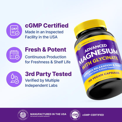 InnovixLabs Advanced Magnesium Capsules - 150 Ct, 210 mg - Chelated Glycinate and Malate - High Absorption, Promotes Relaxation, Bones, Muscle Health, Vegan Malate Sleep Supplement - dailyvitalstore