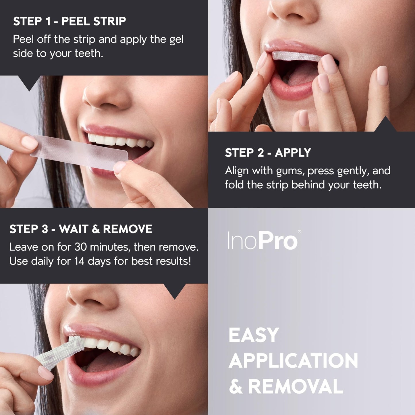 InoPro Natural Teeth Whitening Strips Kit 14 Treatments - Sensitive Teeth Whitener, Peroxide Free with Papain, Bromelain, Coconut Oil - dailyvitalstore