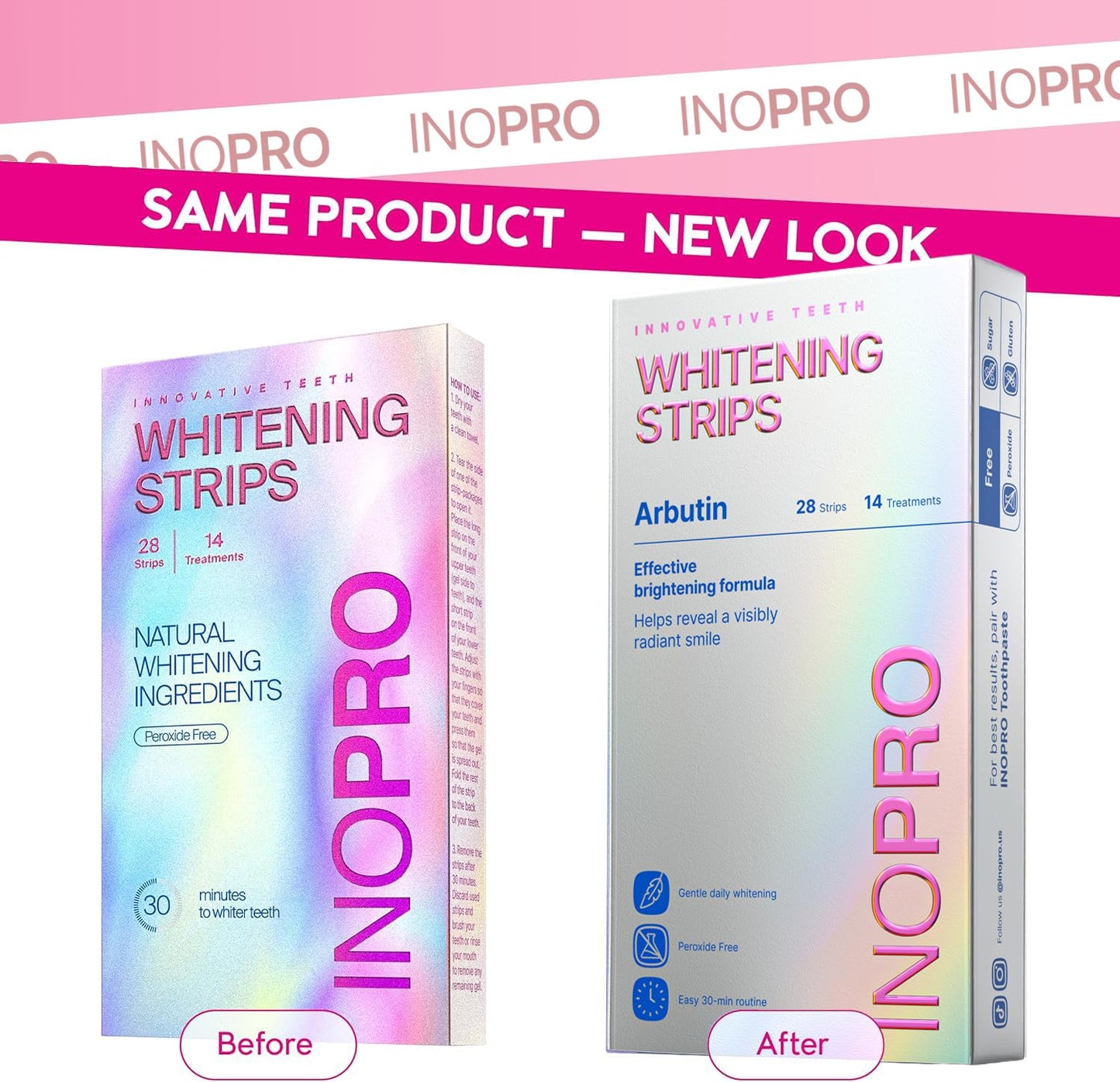 InoPro Teeth Whitening Strips 14 Treatments Kit - Enamel Safe Teeth Whitener, Peroxide-Free, Green White Strips - dailyvitalstore