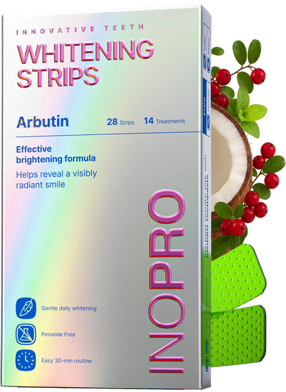 InoPro Teeth Whitening Strips 14 Treatments Kit - Enamel Safe Teeth Whitener, Peroxide-Free, Green White Strips - dailyvitalstore
