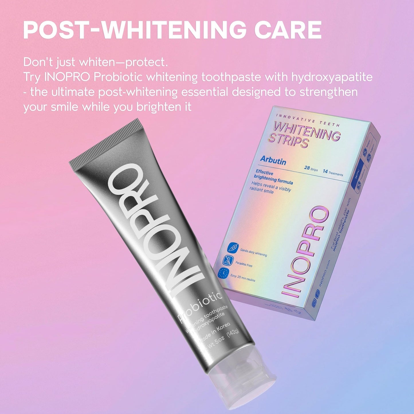 InoPro Teeth Whitening Strips 14 Treatments Kit - Enamel Safe Teeth Whitener, Peroxide-Free, Green White Strips - dailyvitalstore