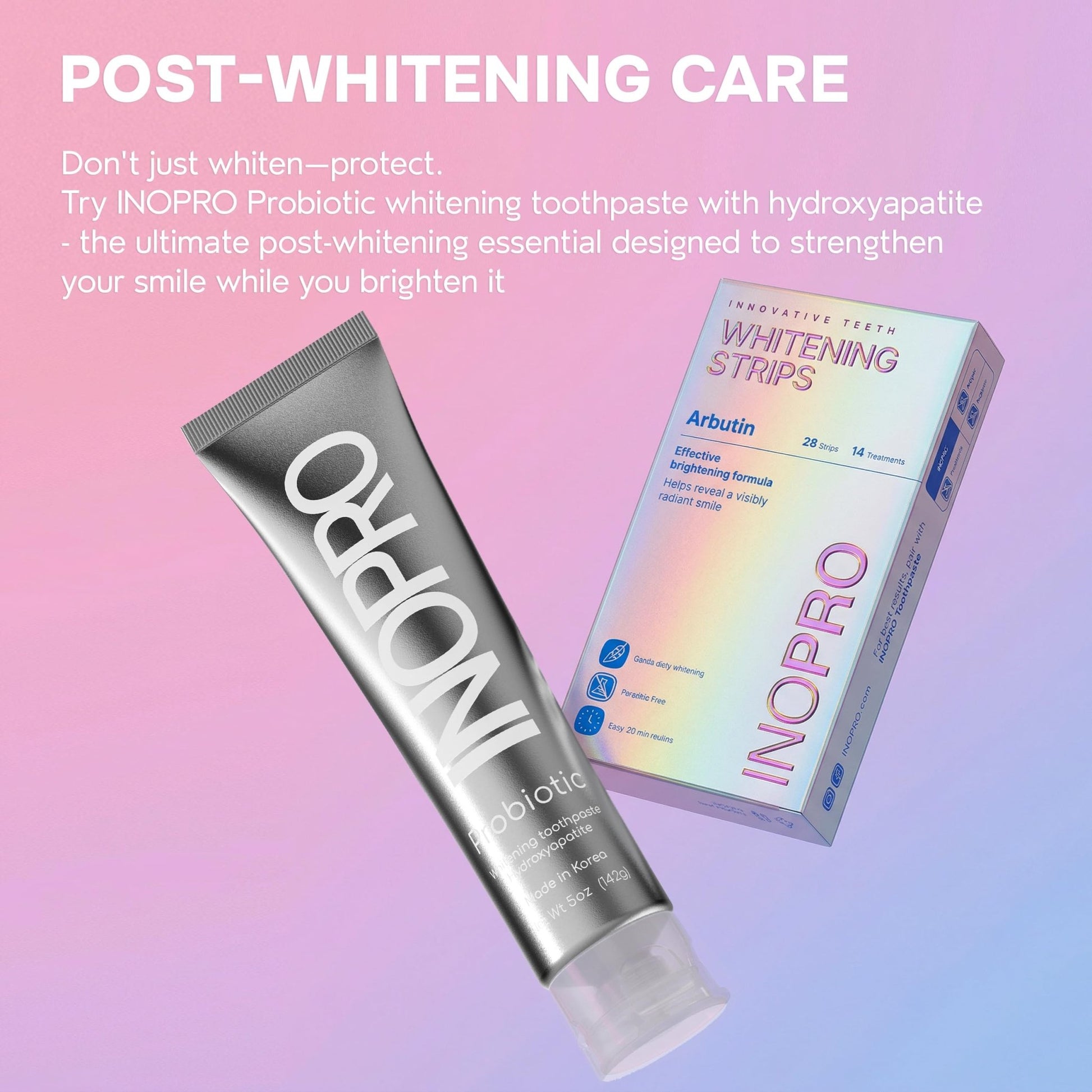 InoPro Teeth Whitening Strips 14 Treatments Kit - Enamel Safe Teeth Whitener, Peroxide-Free, Green White Strips - dailyvitalstore