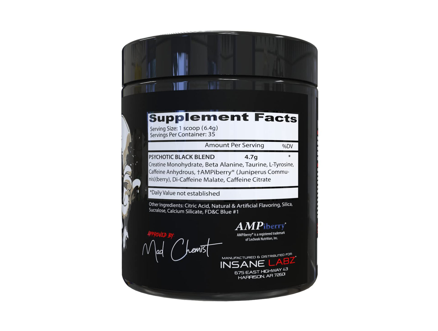 Insane Labz Psychotic Black Edition Mid Stimulant Pre Workout Powder, Energy Focus Pumps, Loaded with Creatine Beta Alanine Taurine Fueled by AMPiberry, 35 Servings (Blue Raspberry) - dailyvitalstore