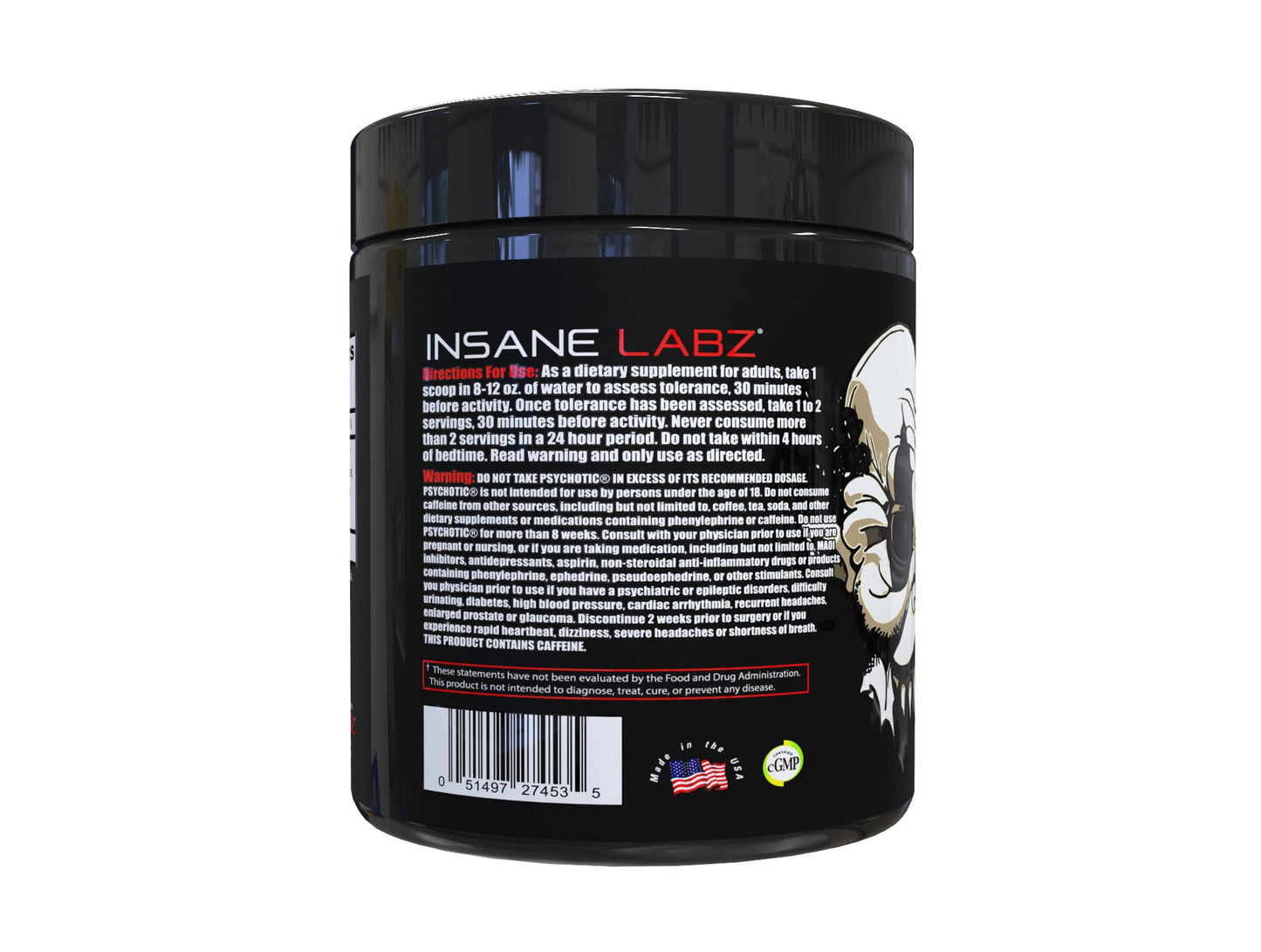 Insane Labz Psychotic Black Edition Mid Stimulant Pre Workout Powder, Energy Focus Pumps, Loaded with Creatine Beta Alanine Taurine Fueled by AMPiberry, 35 Servings (Blue Raspberry) - dailyvitalstore