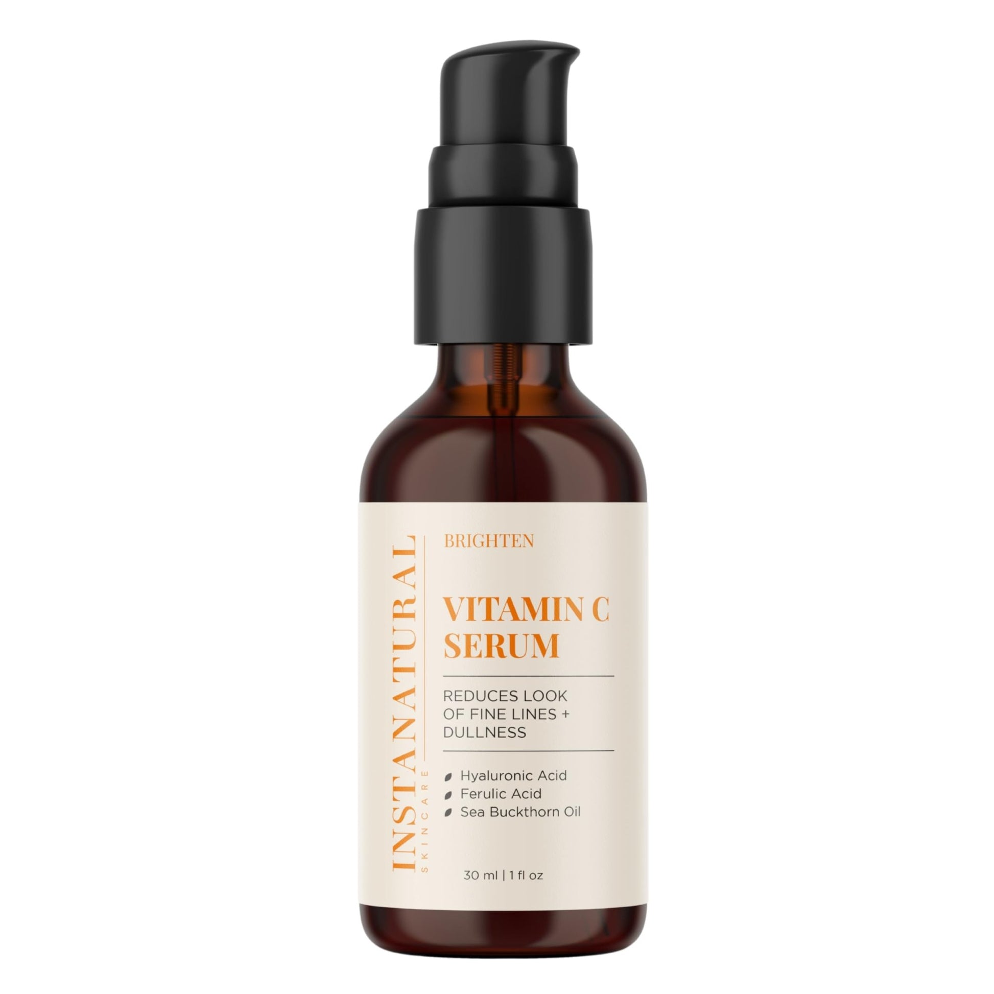 InstaNatural Vitamin C Face Serum, Brightens, Hydrates and Reduces Signs of Aging, with Vitamin C, Hyaluronic and Ferulic Acid, 1 FL Oz - dailyvitalstore