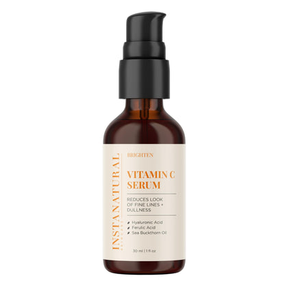 InstaNatural Vitamin C Face Serum, Brightens, Hydrates and Reduces Signs of Aging, with Vitamin C, Hyaluronic and Ferulic Acid, 1 FL Oz - dailyvitalstore
