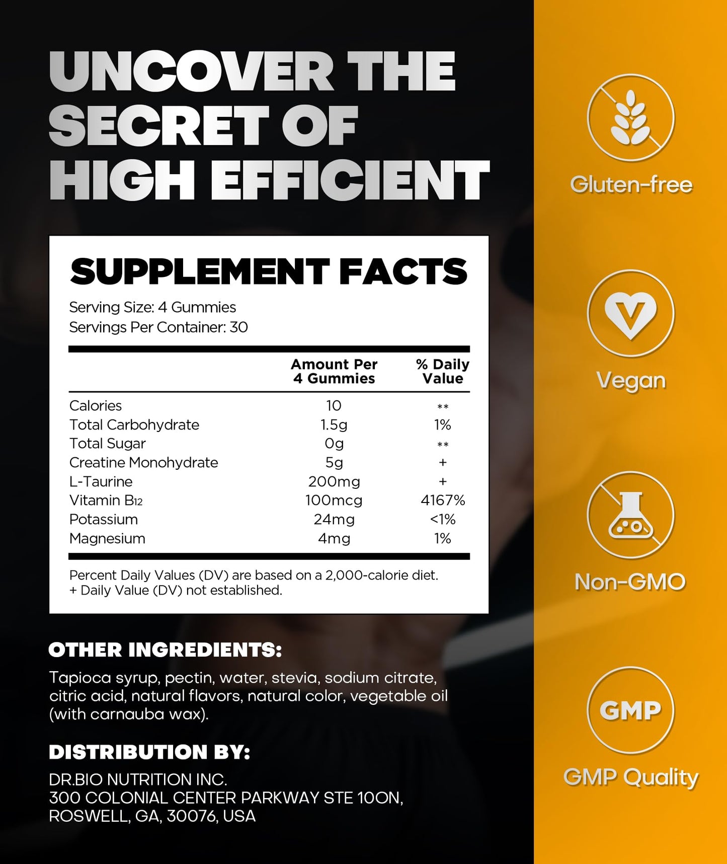 Instant Boost Creatine Monohydrate Gummies, Complex Formula with Real 5000mg Creatine, L-Taurine, B12, Mg & K, Pre-Workout Creatine for Women & Men to Support Energy - dailyvitalstore