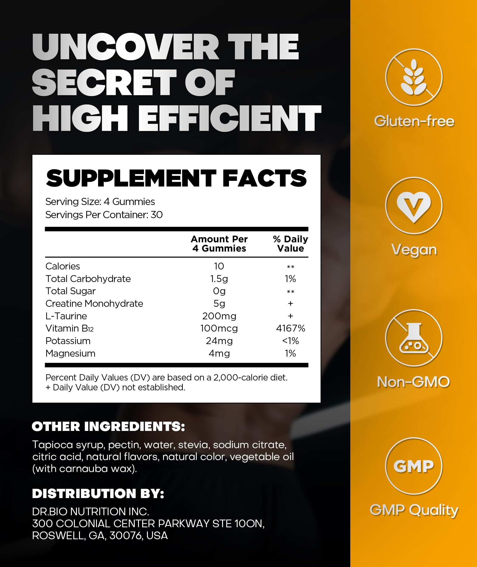 Instant Boost Creatine Monohydrate Gummies, Complex Formula with Real 5000mg Creatine, L-Taurine, B12, Mg & K, Pre-Workout Creatine for Women & Men to Support Energy - dailyvitalstore