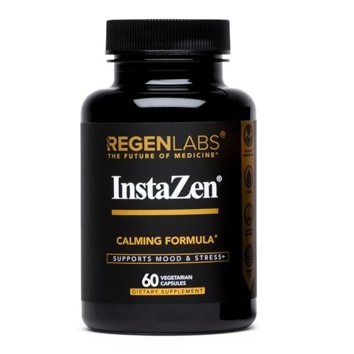 InstaZen Natural Stress Relief Supplement Mood Support | Doctor Formulated Herbal Calm Formula with DHHB, Safranal Extract, L-Theanine, Lemon Balm | Stress Support - 60 Capsules Regen Labs - dailyvitalstore
