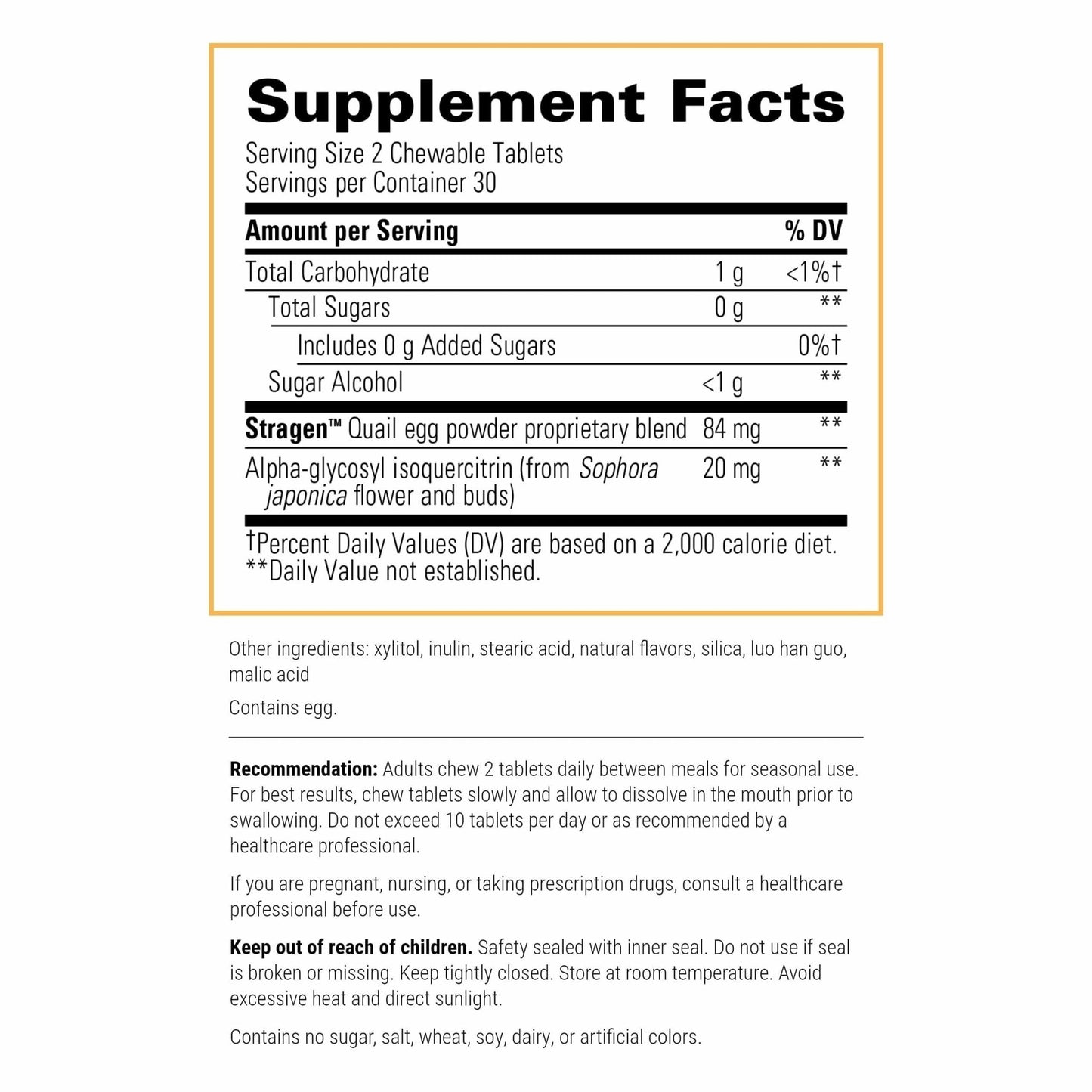 Integrative Therapeutics AllQlear - Seasonal Supplement for Immune Support *- Quail Egg Powder Blend - Dairy-Free - Berry Flavored, 60 Chewable Tablets (30 Servings) - dailyvitalstore