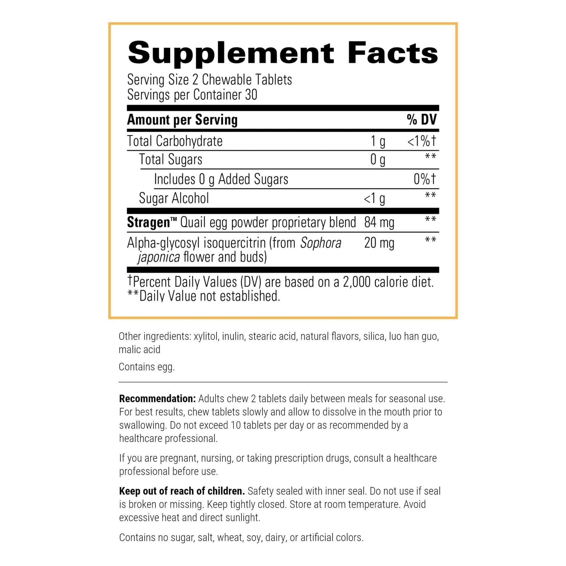 Integrative Therapeutics AllQlear - Seasonal Supplement for Immune Support *- Quail Egg Powder Blend - Dairy-Free - Berry Flavored, 60 Chewable Tablets (30 Servings) - dailyvitalstore