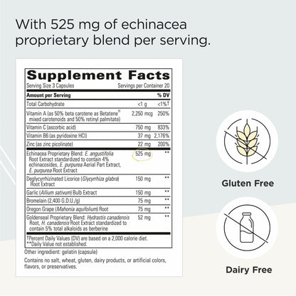 Integrative Therapeutics EHB - Immune Support Supplement with Vitamins A, C & B6* - Mineral Support with Zinc - Dairy-Free & Gluten-Free - 60 Capsules (20 Servings) - dailyvitalstore