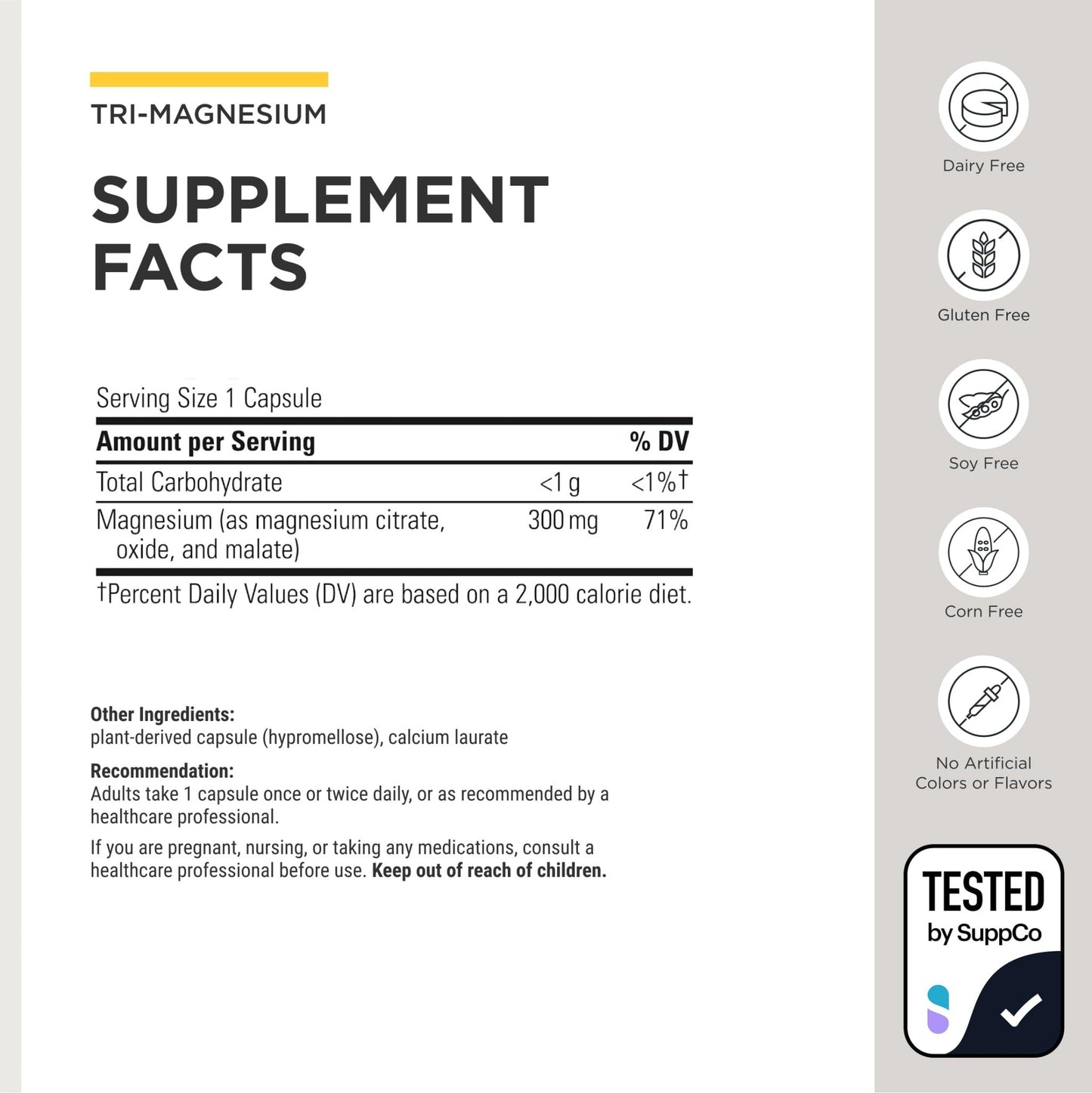 Integrative Therapeutics Tri-Magnesium - Supports Cellular Energy & Energy Metabolism* - Magnesium Supplement for Heart & Nerve Health Support* - Third-Party Tested - 90 Capsules (90 Servings) - dailyvitalstore