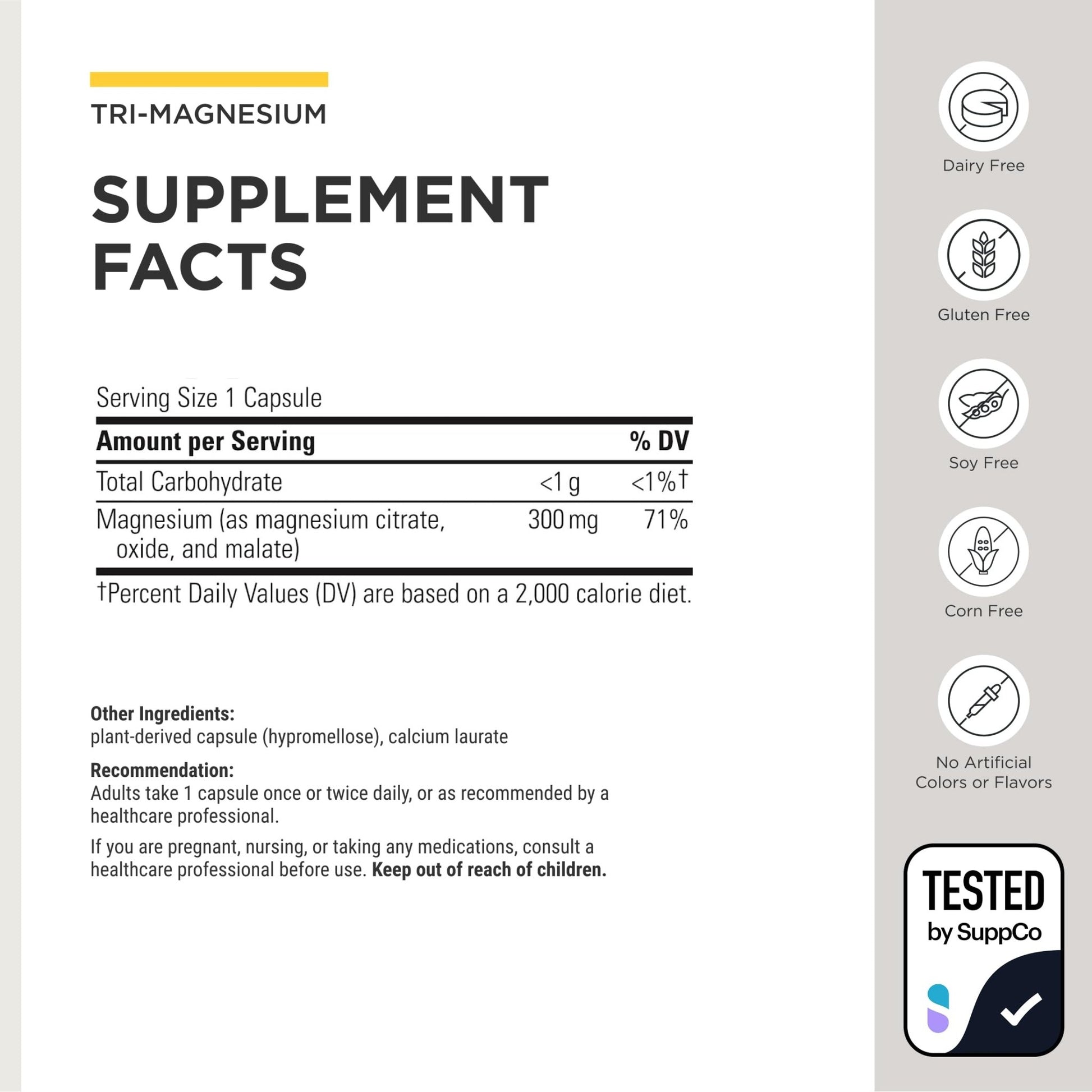 Integrative Therapeutics Tri-Magnesium - Supports Cellular Energy & Energy Metabolism* - Magnesium Supplement for Heart & Nerve Health Support* - Third-Party Tested - 90 Capsules (90 Servings) - dailyvitalstore