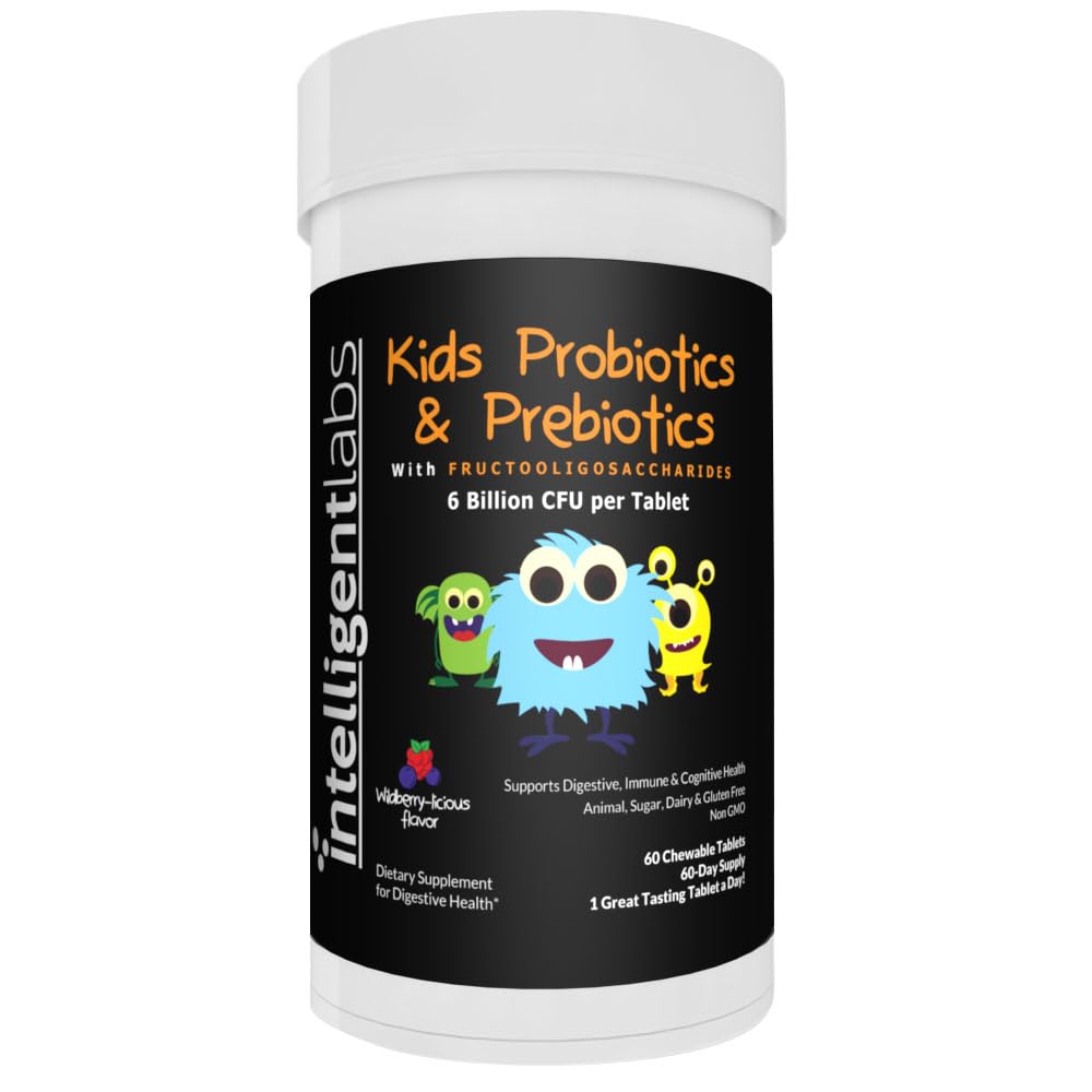 Intelligent Labs Kids/Children Probiotics 6 Billion CFU with Prebiotics, PHGG & FOS, Once-Daily Chewable, Great Taste, 10x Effectiveness - dailyvitalstore